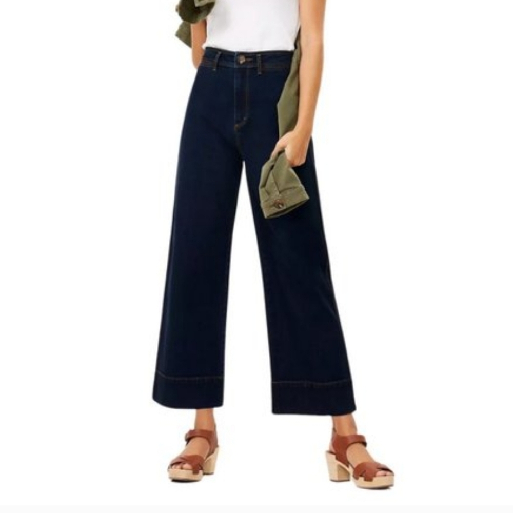 Ann Taylor Navy Wide-Leg Jeans